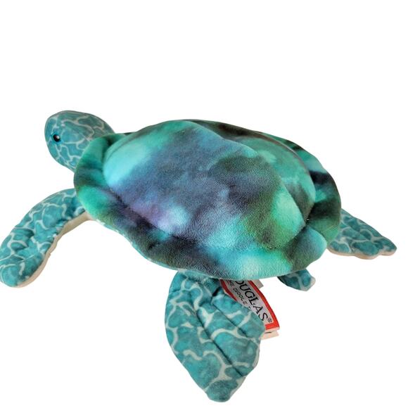 Sea Turtle Stuffed Animal Plush Toy Blue Green Tie Dye Douglas Plushy Stuffy - Picture 5 of 9
